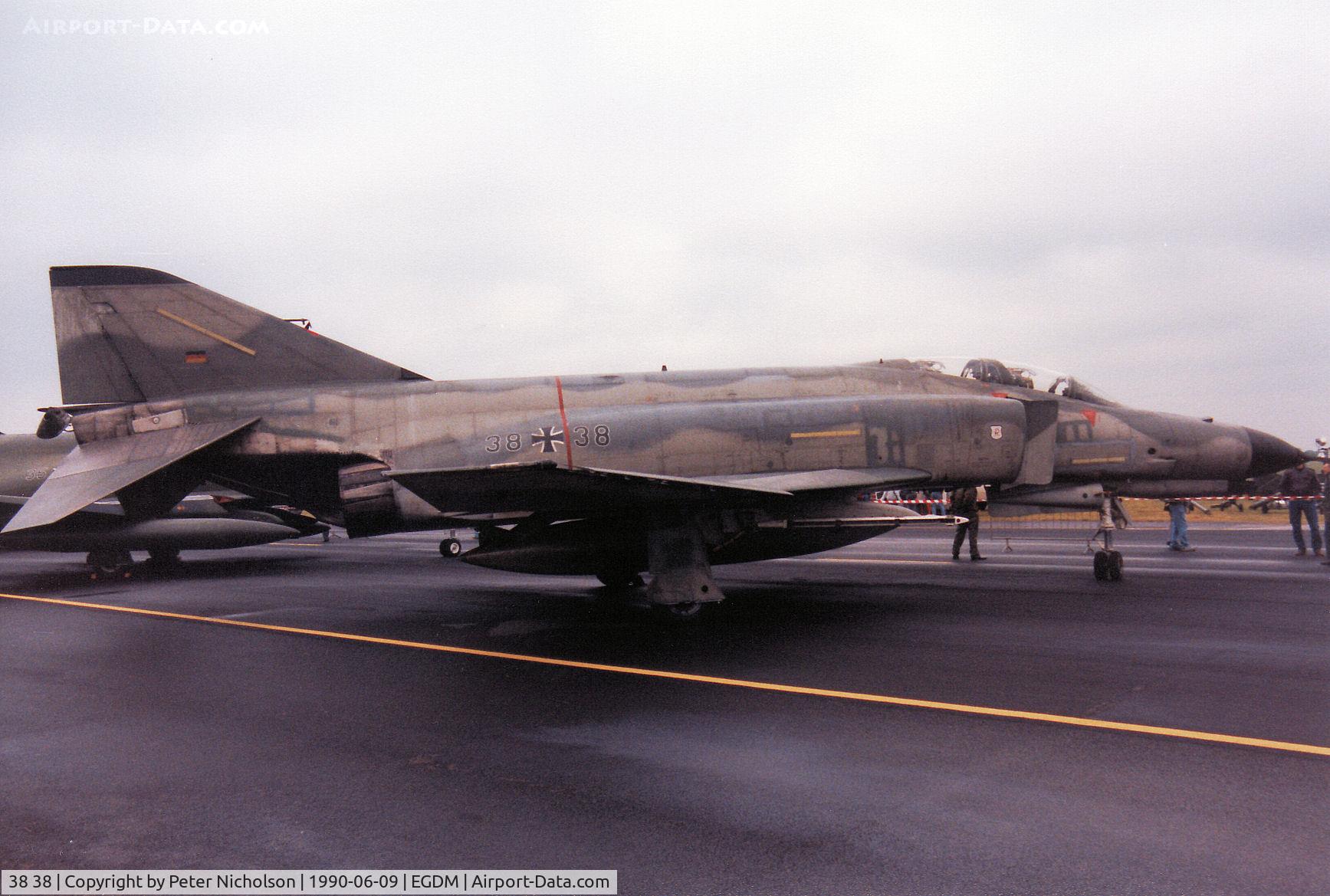 38 38, 1972 McDonnell Douglas F-4F Phantom II C/N 4719, F-4F Phantom, callsign German Air Force 3838, of JG-71 on display at the 1990 Boscombe Down Battle of Britain 50th Anniversary Airshow.