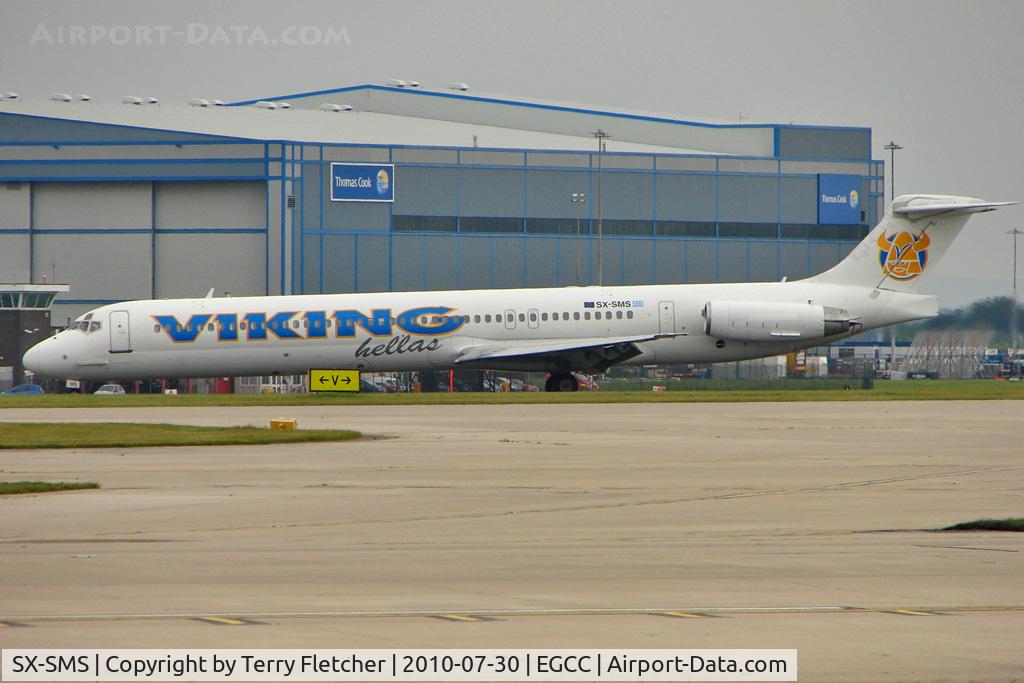 SX-SMS, 1989 McDonnell Douglas MD-83 (DC-9-83) C/N 49631, Viking Hellas MD83 lands at Manchester UK