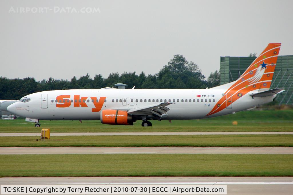 TC-SKE, 1992 Boeing 737-4Q8 C/N 25163, Sky Airlines of Turkey Boeing 737-4Q8, c/n: 25163 arriving at Manchester UK