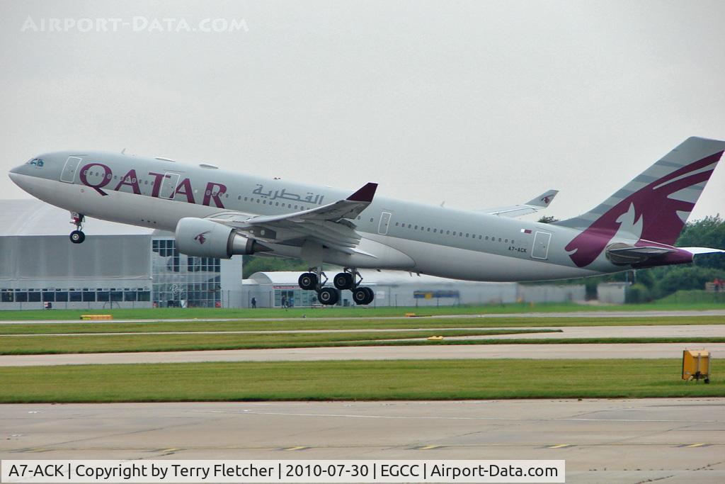 A7-ACK, 2006 Airbus A330-202 C/N 792, Qatar Airways 2006 Airbus A330-202, c/n: 792 lifts off from Manchester UK