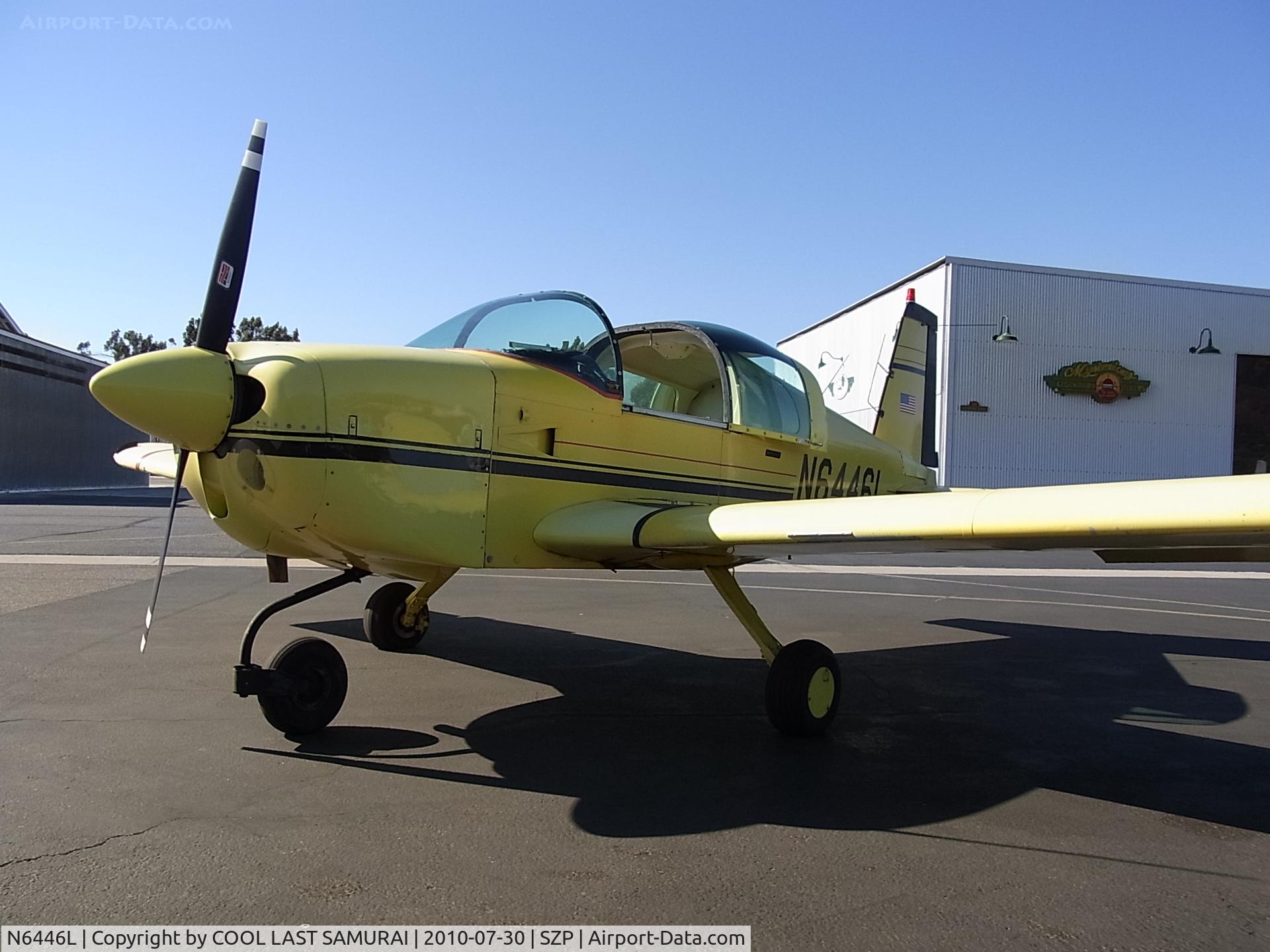 N6446L, 1972 American Aviation AA-1A Trainer C/N AA1A-0446, N6446L parking at the fuel pit of Santa Paula Airport