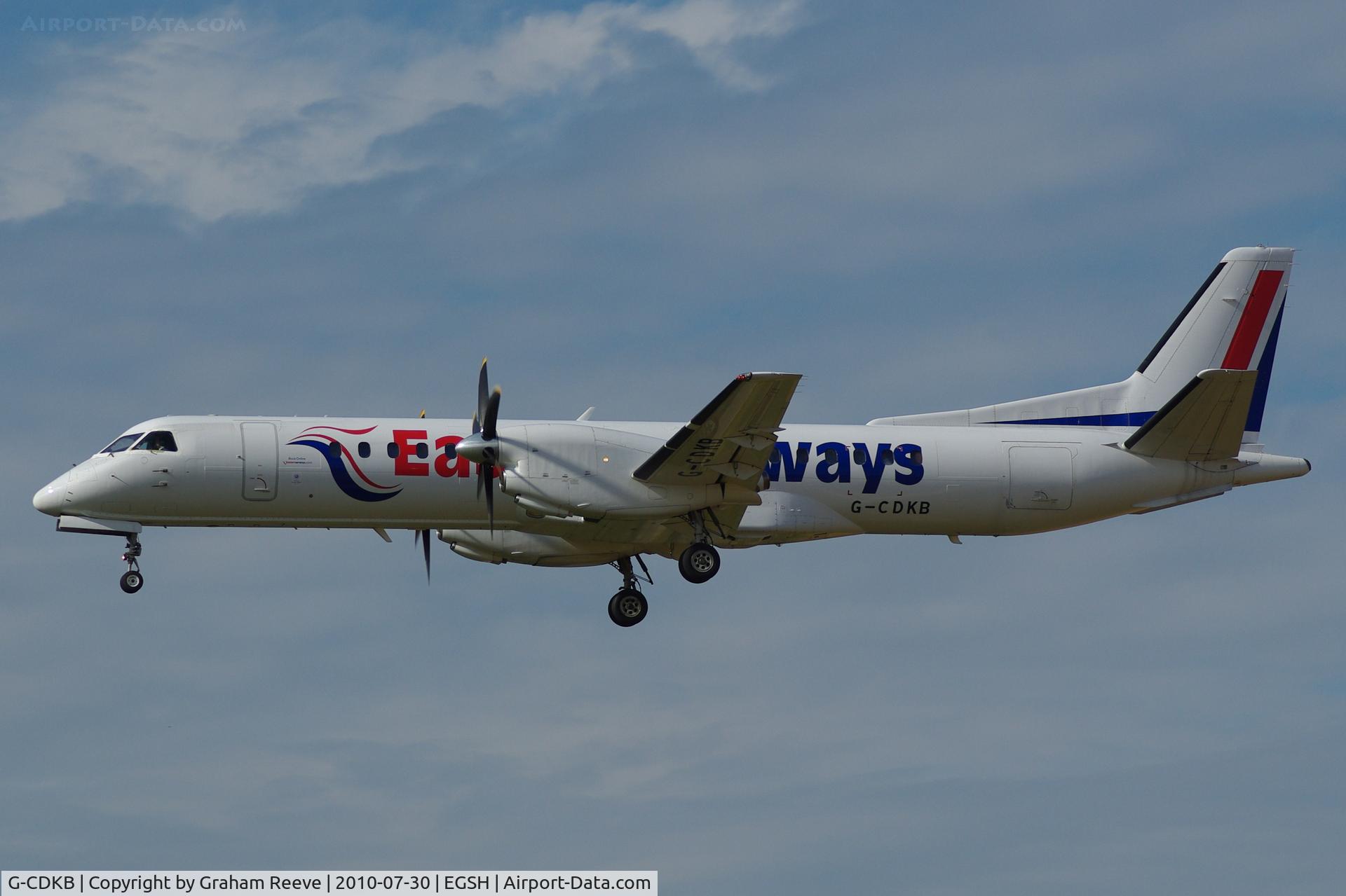 G-CDKB, 1996 Saab 2000 C/N 2000-032, On finals.
