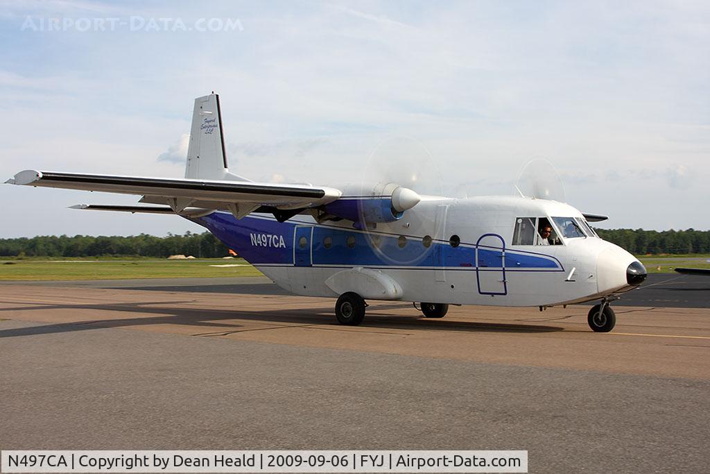 N497CA, 1983 CASA C-212-200 Aviocar C/N 291, Faynard Enterprises LLC 1983 CASA C-212-200 N497CA loaded with a group of skydivers from the West Point Skydiving Adventures operation, taxiing to the runway for takeoff.