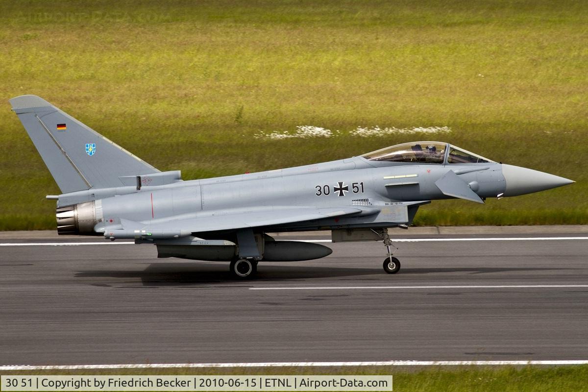 30 51, Eurofighter EF-2000 Typhoon S C/N GS036, backtracking on another training mission from Laage