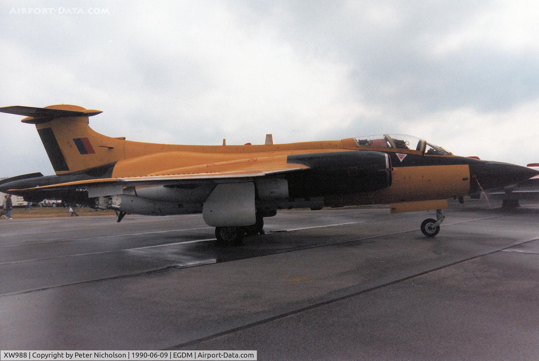 XW988, 1974 Hawker Siddeley Buccaneer S.2B C/N B3-03-72, Buccaneer S.2B of the Royal Aircraft Establishment Farnborough on display at the 1990 Boscombe Down Battle of Britain 50th Anniversary Airshow.