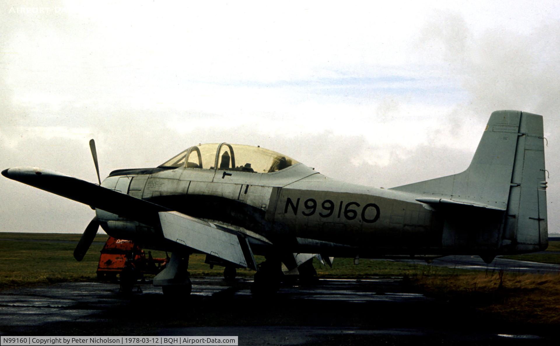 N99160, 1949 North American T-28A Trojan C/N 159-155 (49-1643), T-28D Trojan ex 49-1634 seen at Biggin Hill in the Spring of 1978 awaiting ferry flight to the United States, where it looks somewhat different in 2007 at Virginia Beach.