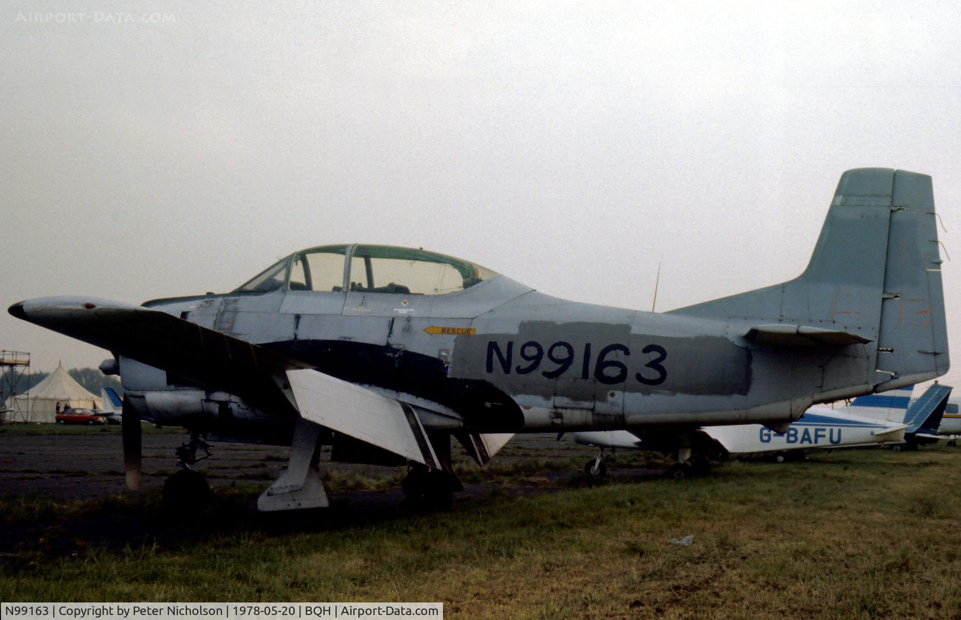 N99163, North American T-28C Trojan C/N 252-29, T-28D Trojan ex Bu.146266 seen at Biggin Hill in May 1978 awaiting ferry flight to the United States.