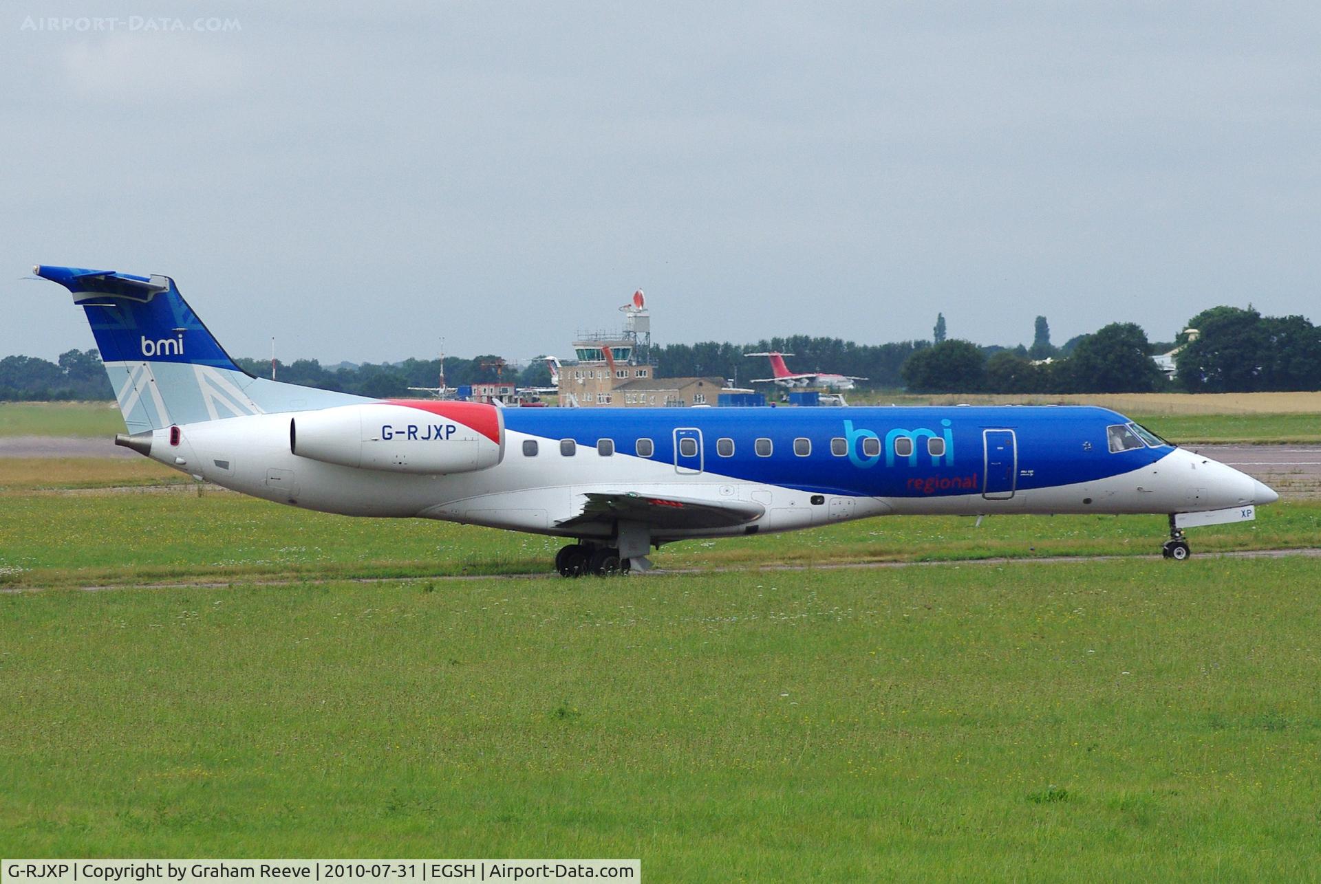 G-RJXP, 2001 Embraer ERJ-135ER (EMB-135ER) C/N 145431, Holding prior to take off.