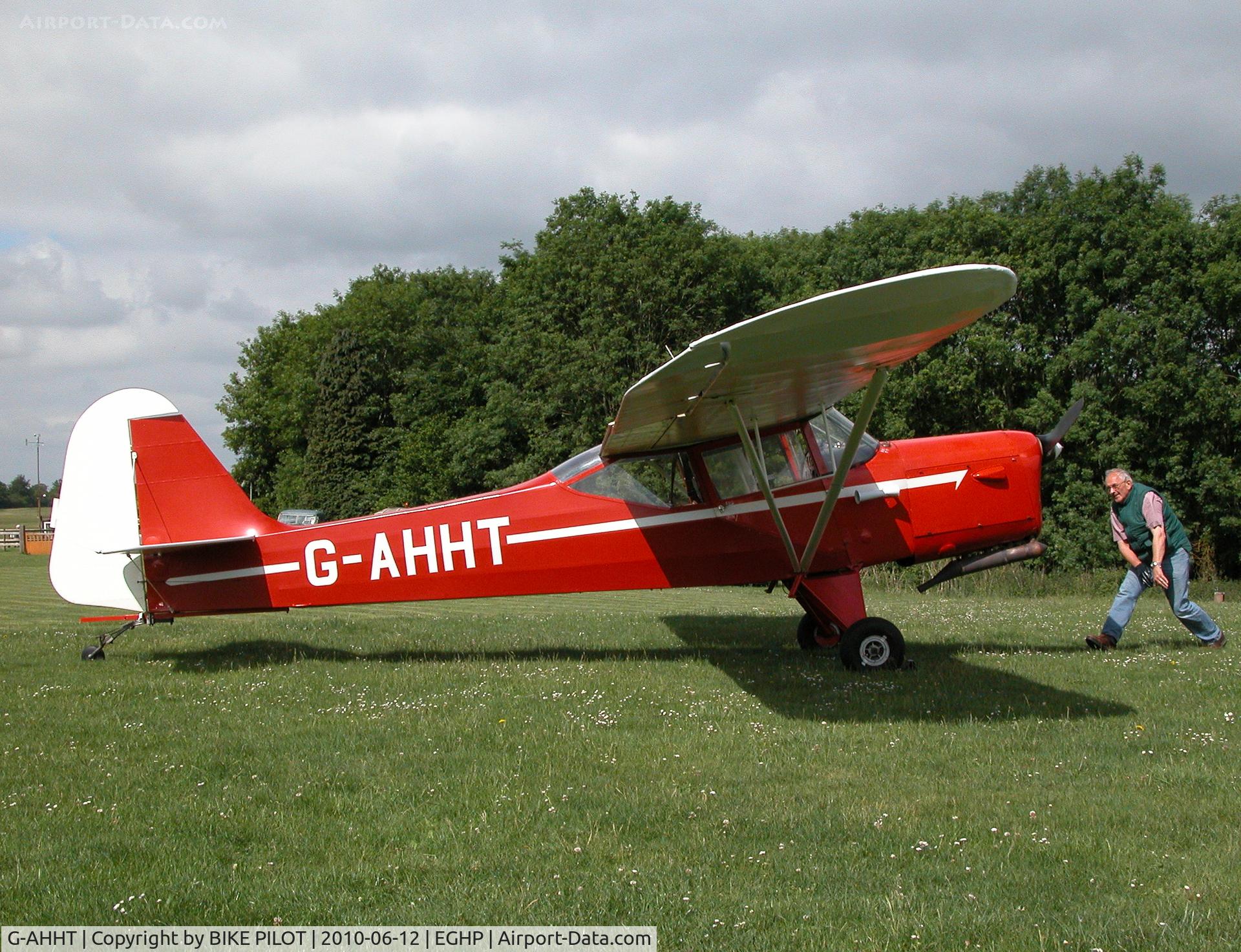 G-AHHT, 1946 Auster J-1N Alpha C/N 2022, RESIDENT AUSTER GETTING THE PROP SWUNG