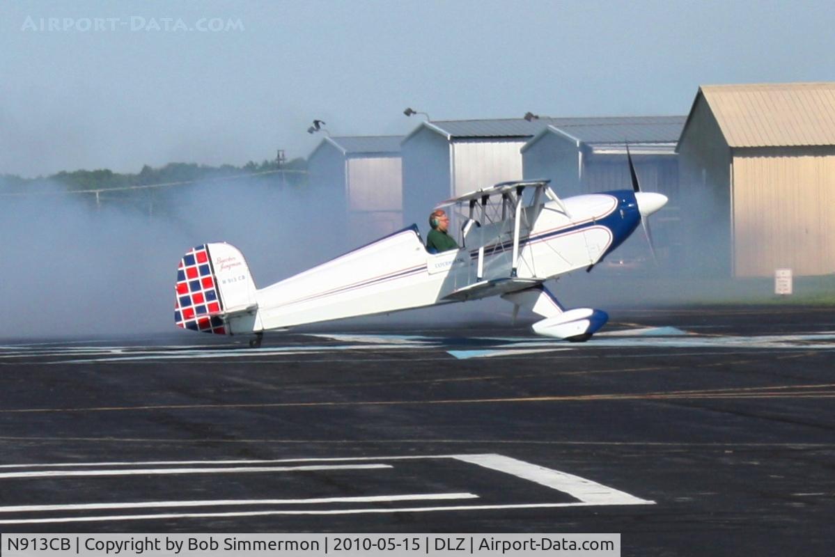 N913CB, 1947 Bucker Bu-131 Jungmann C/N 80, Testing smoke on the ramp at Delaware, Ohio during the EAA fly-in breakfast.