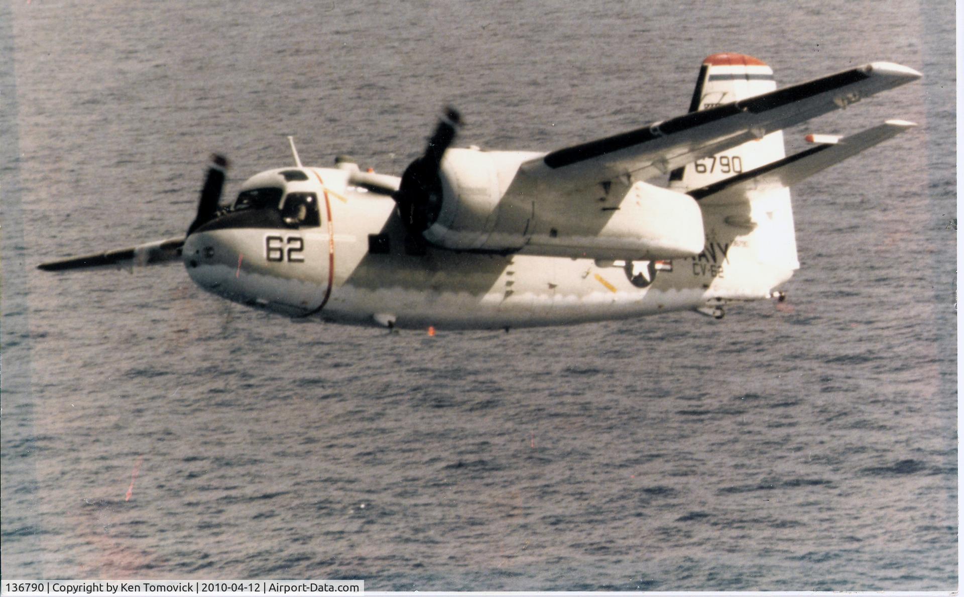 136790, Grumman C-1A Trader C/N 43, 136790 when it was the COD(62) for the USS Independence, ca 1980.