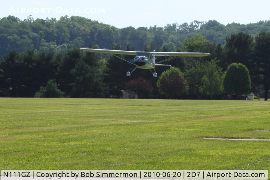 N111GZ, Cessna 140 C/N 14756, Arriving at the Father's Day breakfast fly-in, Beach City, Ohio.