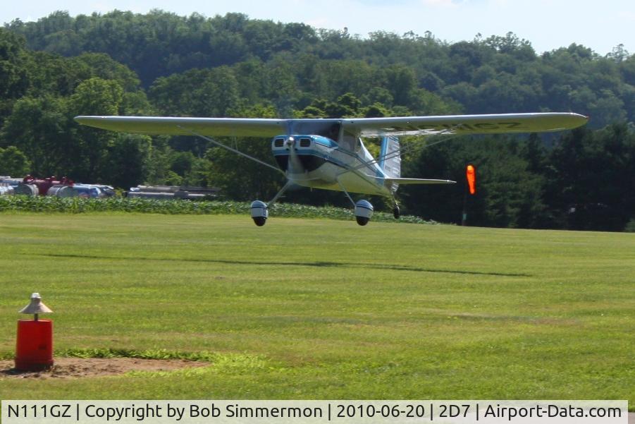 N111GZ, Cessna 140 C/N 14756, Arriving at the Father's Day breakfast fly-in, Beach City, Ohio.