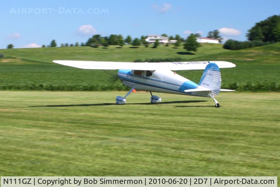 N111GZ, Cessna 140 C/N 14756, Arriving at the Father's Day breakfast fly-in, Beach City, Ohio.