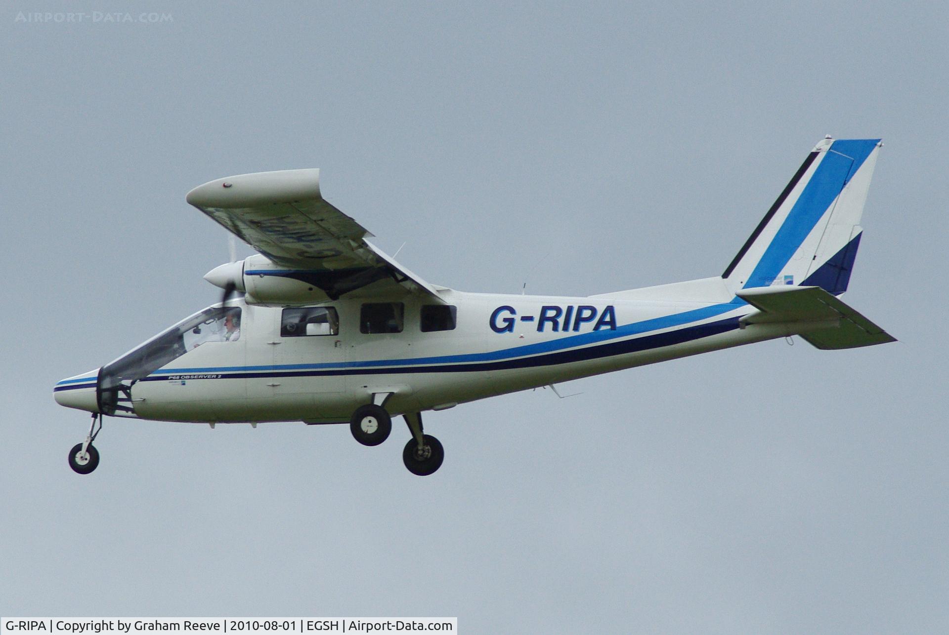 G-RIPA, 2003 Partenavia P-68 Observer C/N 423-23-OB2, On finals.