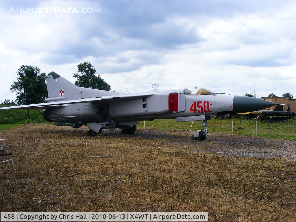 458, Mikoyan-Gurevich MiG-23ML C/N 024003607, Mikoyan Gurevich Mig 23ML repainted in Polish Air Force Markings and wearing the code 458. This aircraft is on loan from Hawarden Air Services