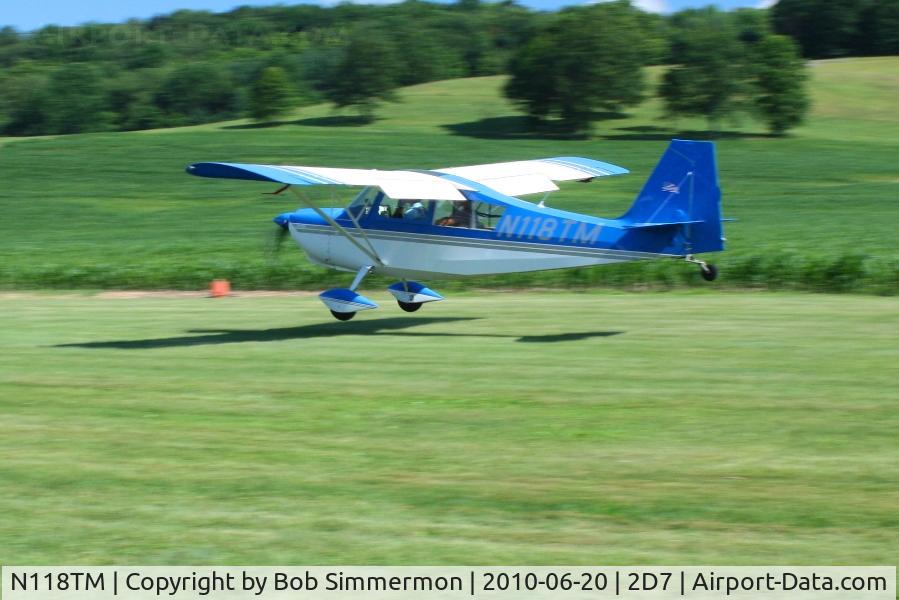 N118TM, 2000 American Champion 7GCBC C/N 1303-2000, Arriving at the Father's Day breakfast fly-in, Beach City, Ohio.