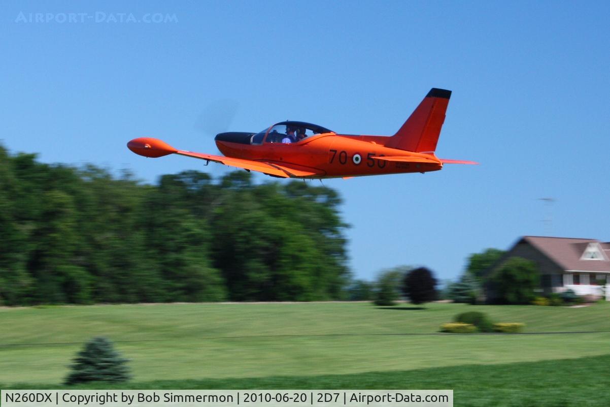 N260DX, 1987 SIAI-Marchetti SF-260C C/N 40-019, Departing the Father's Day breakfast fly-in, Beach City, Ohio.