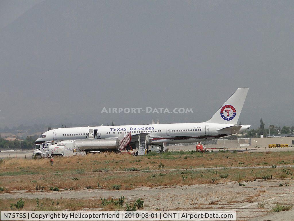 N757SS, 1983 Boeing 757-236 C/N 22176, Texas Rangers aircraft parked on the southside of Ontario