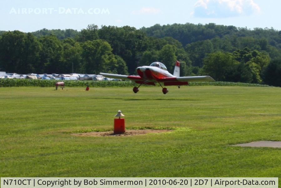 N710CT, 2000 Vans RV-8 C/N 80451, Arriving at the Father's Day breakfast fly-in, Beach City, Ohio.