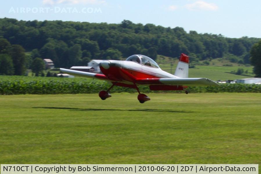 N710CT, 2000 Vans RV-8 C/N 80451, Arriving at the Father's Day breakfast fly-in, Beach City, Ohio.