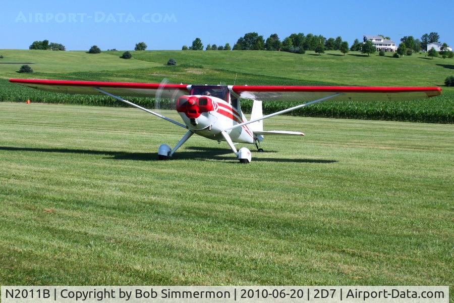 N2011B, 1948 Luscombe 8E Silvaire C/N 6438, Arriving at the Father's Day breakfast fly-in, Beach City, Ohio.