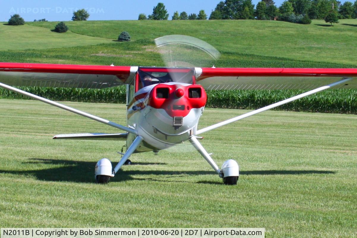 N2011B, 1948 Luscombe 8E Silvaire C/N 6438, Arriving at the Father's Day breakfast fly-in, Beach City, Ohio.