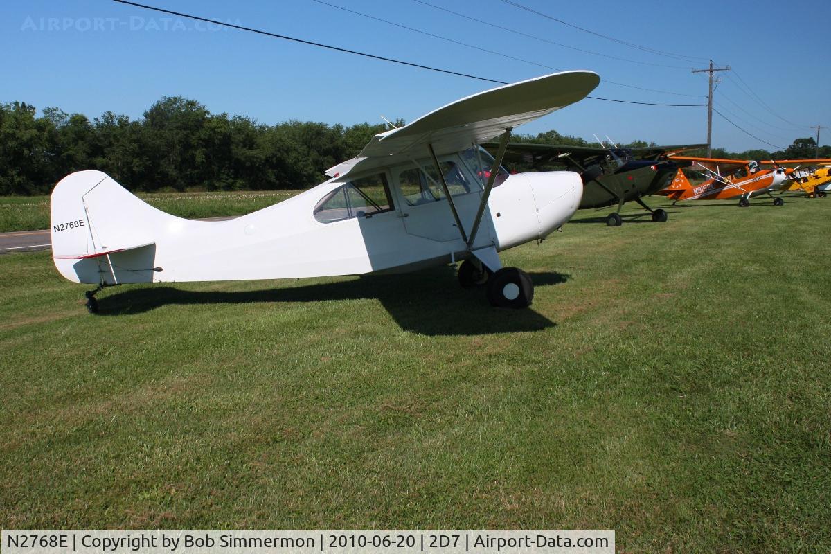 N2768E, 1946 Aeronca 7DC C/N 7DC-6351, Parked in the grass at the Father's Day breakfast fly-in, Beach City, Ohio.