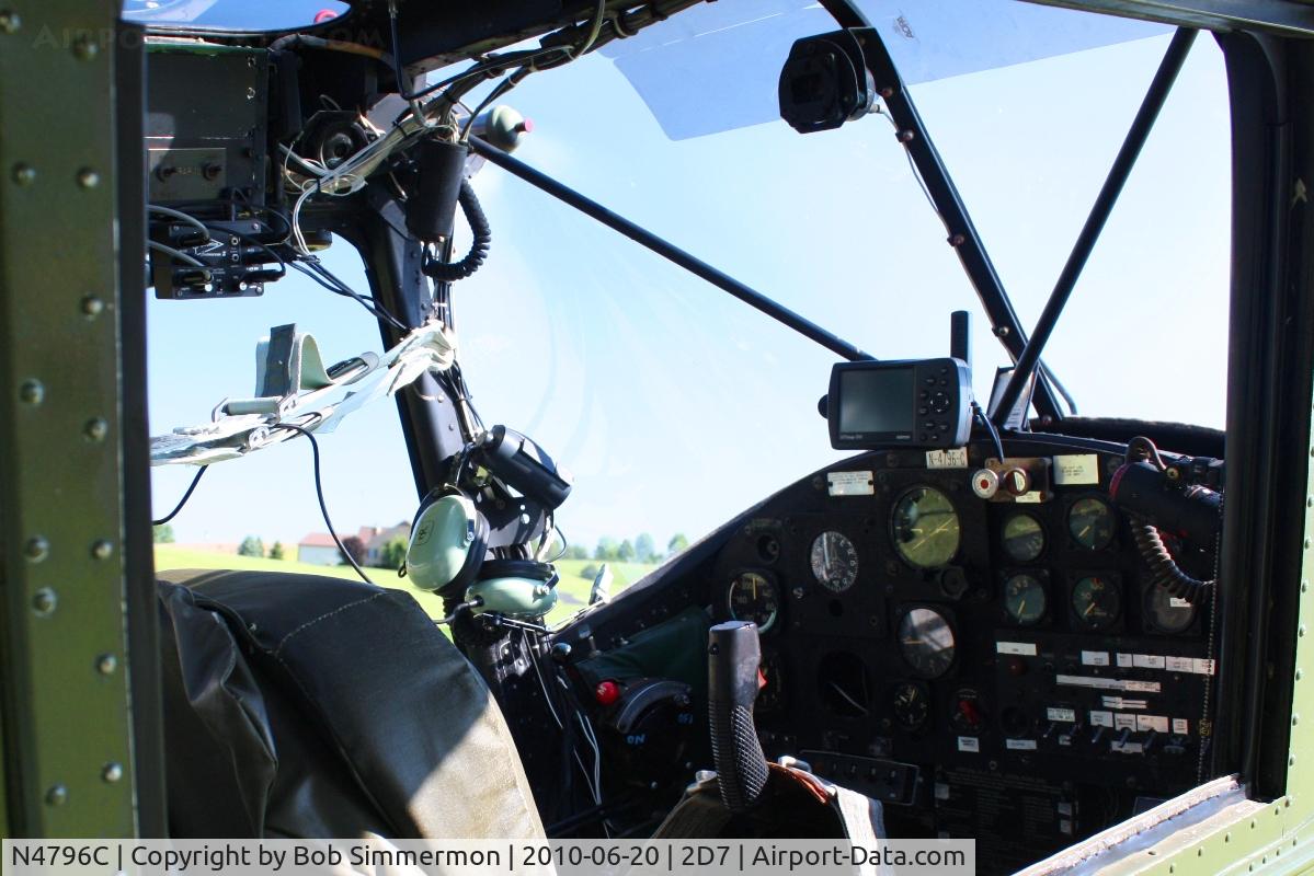 N4796C, 1956 Cessna L-19 C/N 23309, Cockpit view.  Father's Day breakfast fly-in, Beach City, Ohio.