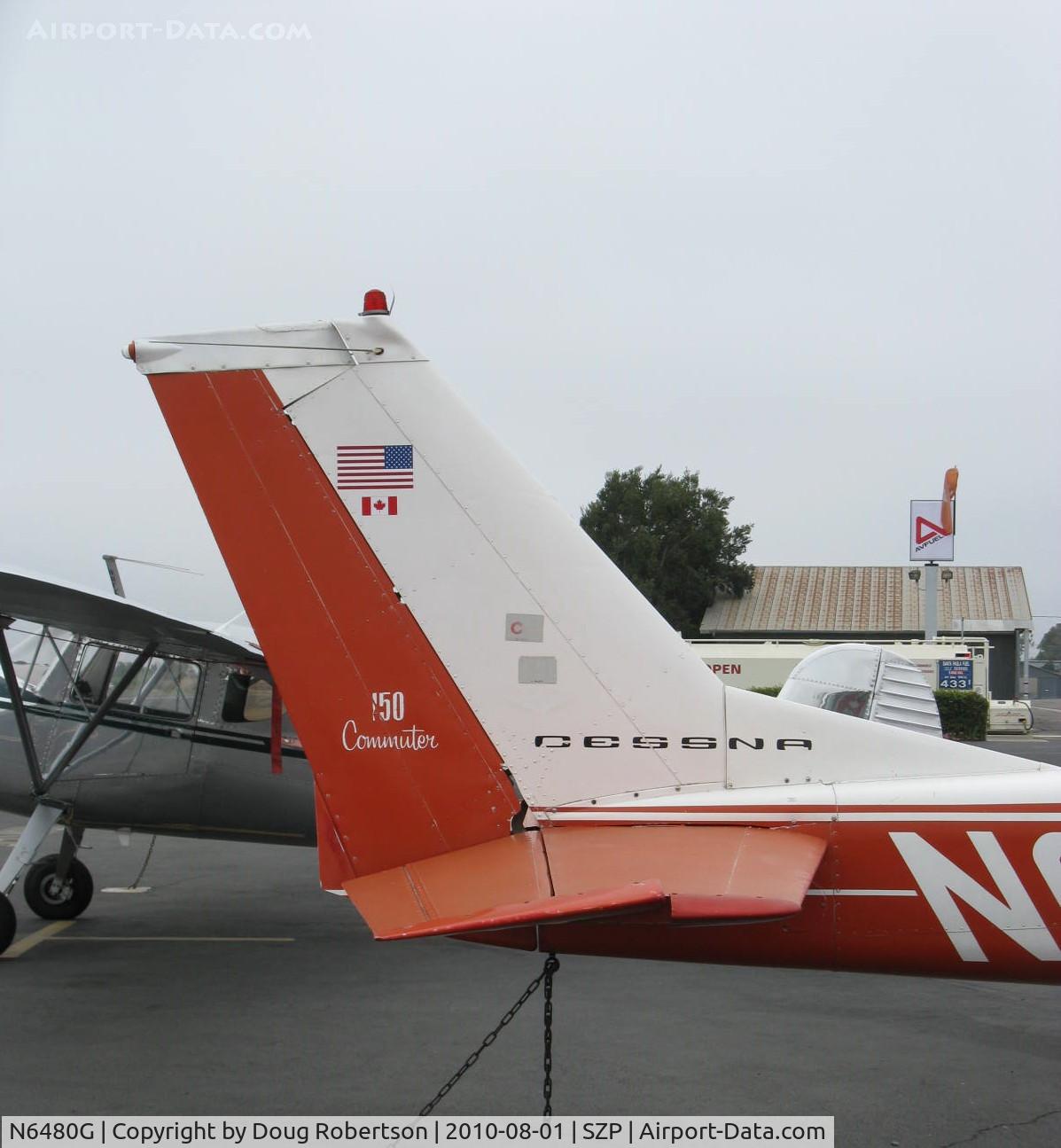 N6480G, 1970 Cessna 150K C/N 15071980, 1970 Cessna 150K COMMUTER, Continental O-200 100 Hp, tail