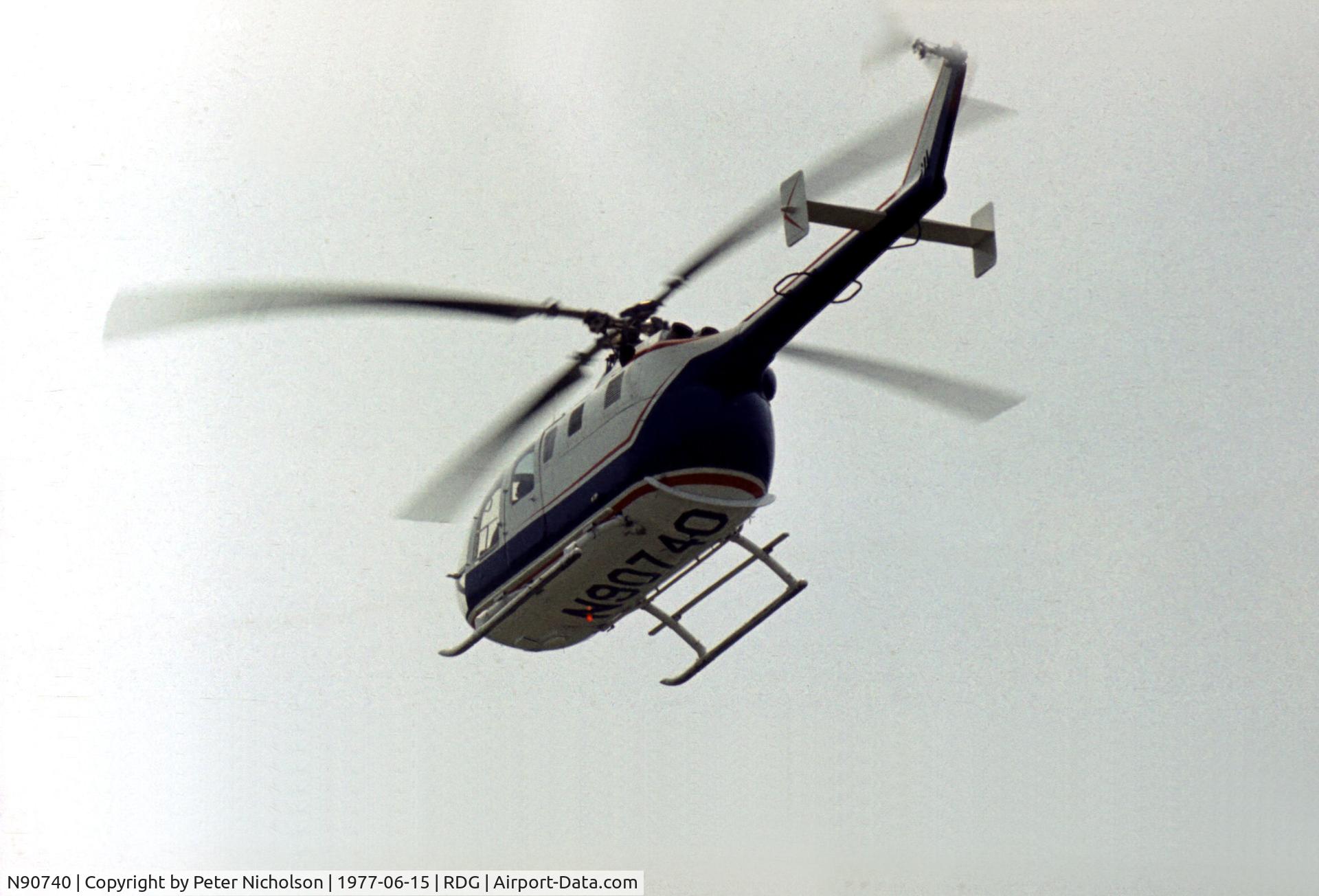 N90740, MBB Bo.105C C/N S-147, MBB Bo.105C on a demonstration flight at the 1977 Reading Airshow.