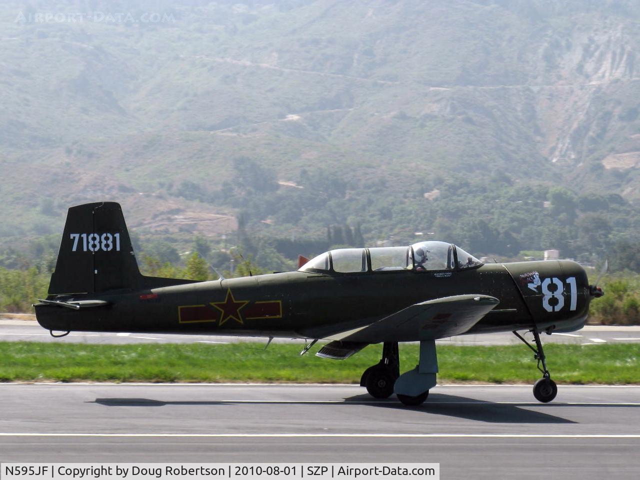N595JF, 1969 Nanchang CJ-6A C/N 2532051, 1969 Nanchang China CJ-6A 'Nanchang Nancy', Vedeneev (Ivchenko) M14b 360 Hp upgrade, rare splined shaft engine, only 5 known M14b engines in America, landing roll Rwy 22