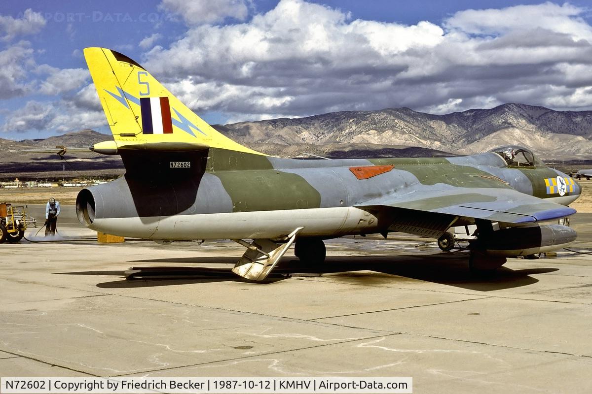 N72602, 1956 Hawker Hunter FM.4 C/N G9-434, this beautiful Hunter F Mk.5 crashed on January 8 2000 in the Mojave desert