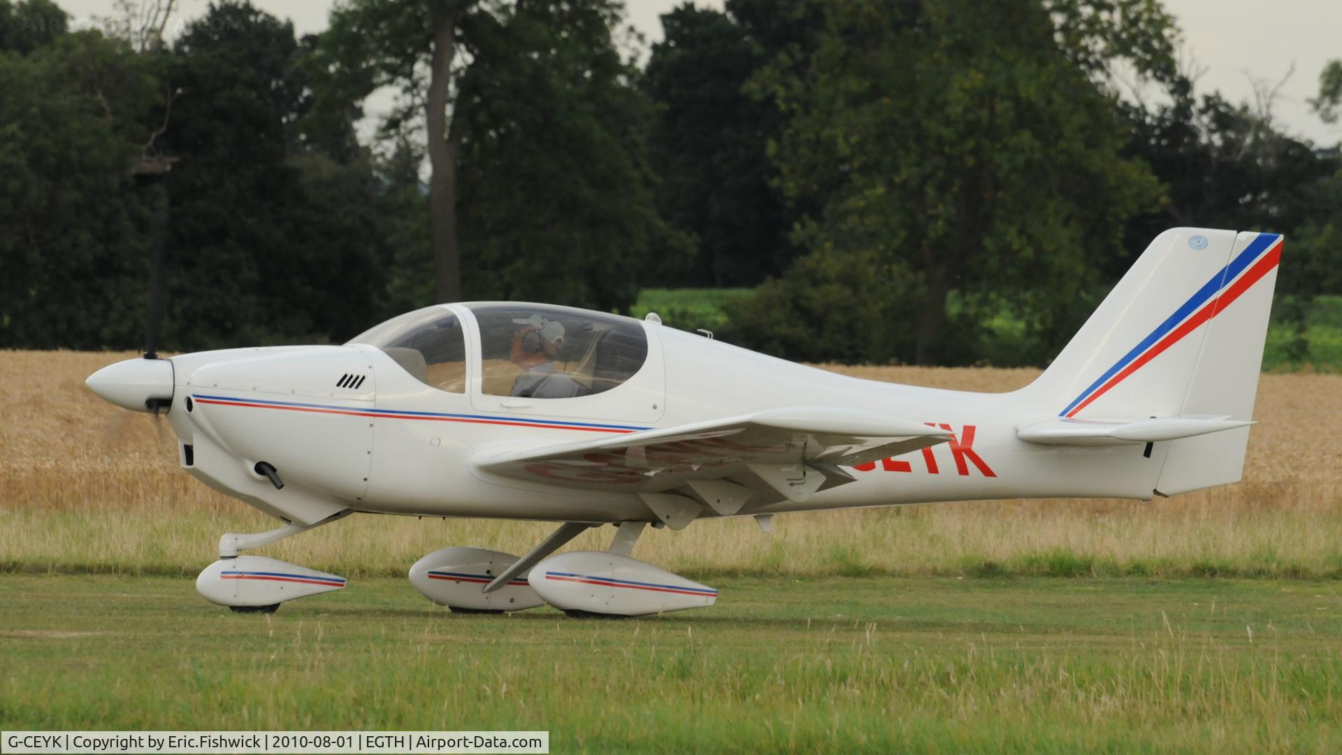 G-CEYK, 2008 Europa XS Tri-Gear C/N PFA 247-14476, G-CEYK departing Shuttleworth Military Pagent Air Display August 2010