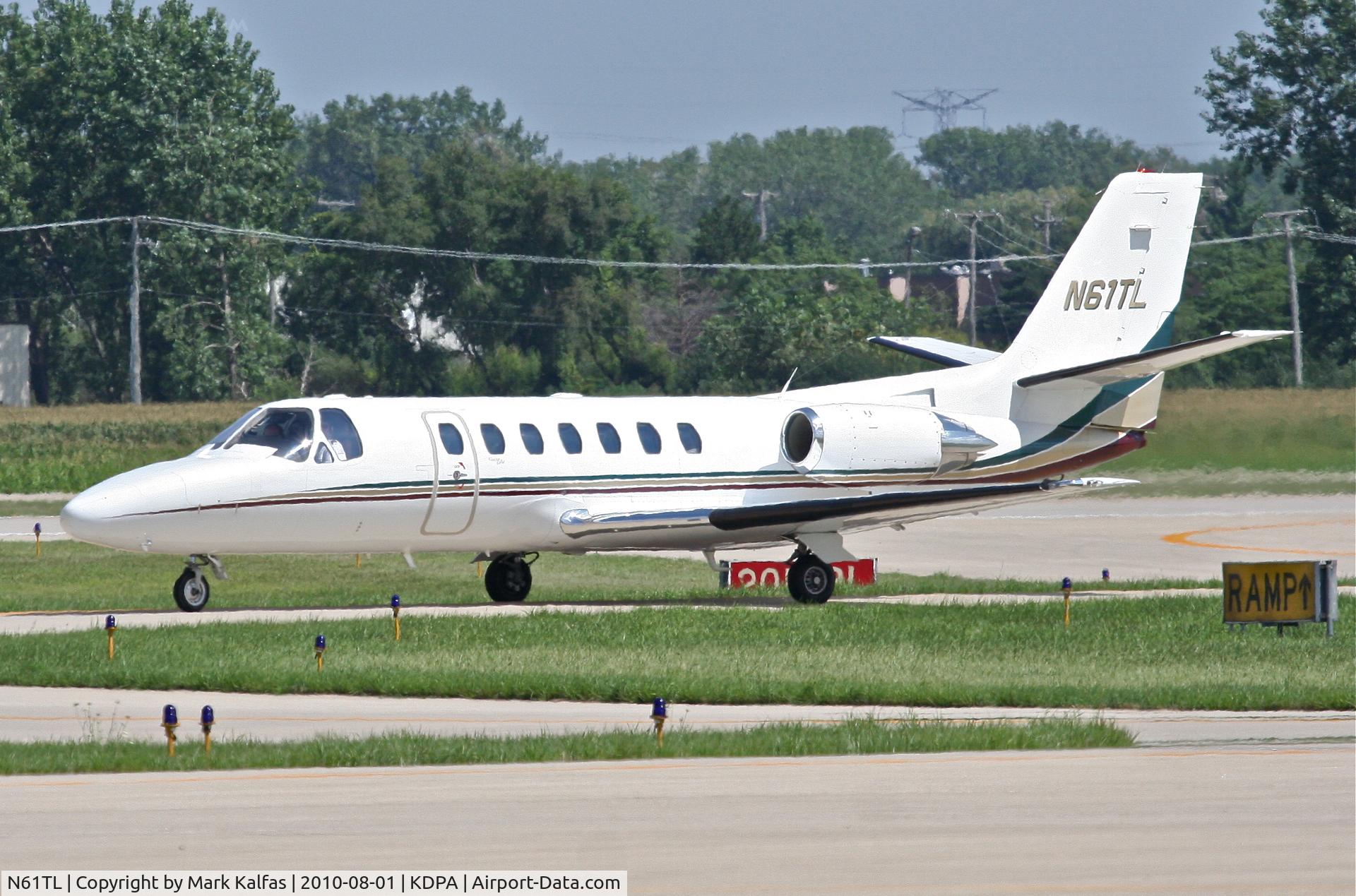 N61TL, 1998 Cessna 560 C/N 560-0461, BLUE TOPAZ HOLDINGS LLC Cessna 560 Citation Ultra arriving from KARV taxiway Whiskey KDPA.