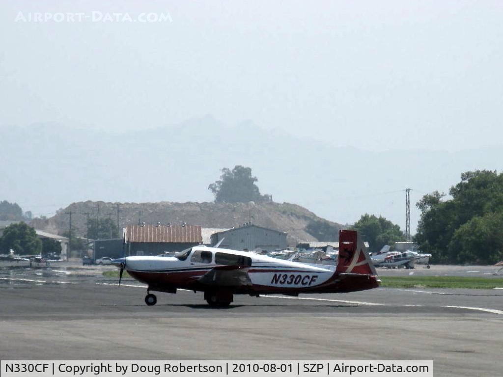 N330CF, 2007 Mooney M20TN Acclaim C/N 31-0067, 2007 Mooney M20TN ACCLAIM, Continental TSIO-550-G 280 Hp Turbo-normalized with twin turbochargers & dual intercoolers, 242 Kts @ FL250 [278 mph] beats C400, SR22, G36. Taxi off the active in crappy haze.
