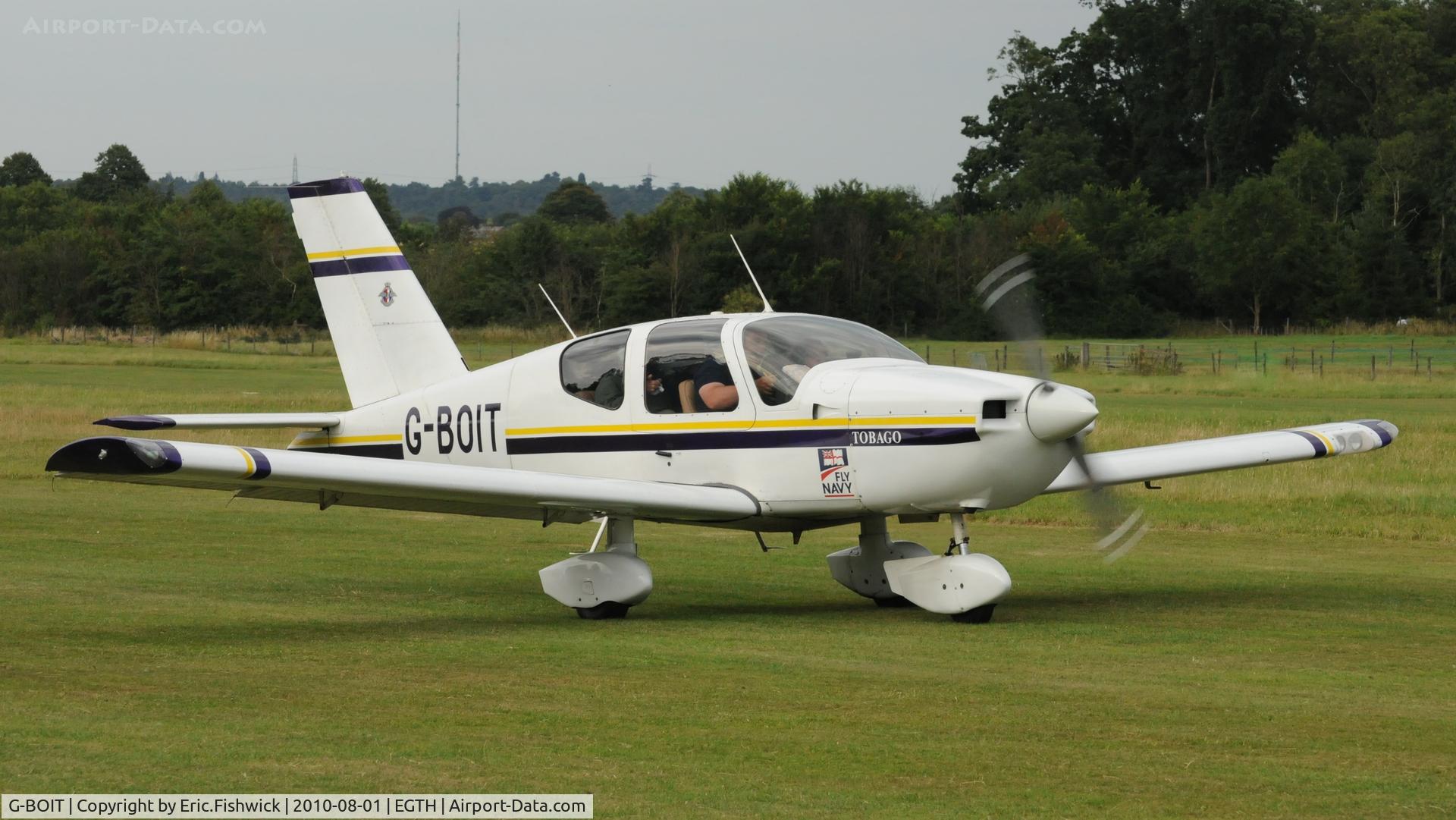 G-BOIT, 1988 Socata TB-10 Tobago C/N 810, 3. G-BOIT departing Shuttleworth Military Pagent Air Display August 2010