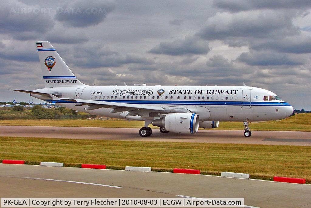 9K-GEA, 2009 Airbus ACJ319 (A319-115/CJ) C/N 3957, 2009 Airbus A319-115A CJ, c/n: 3957 of Kuwait Government departs Luton