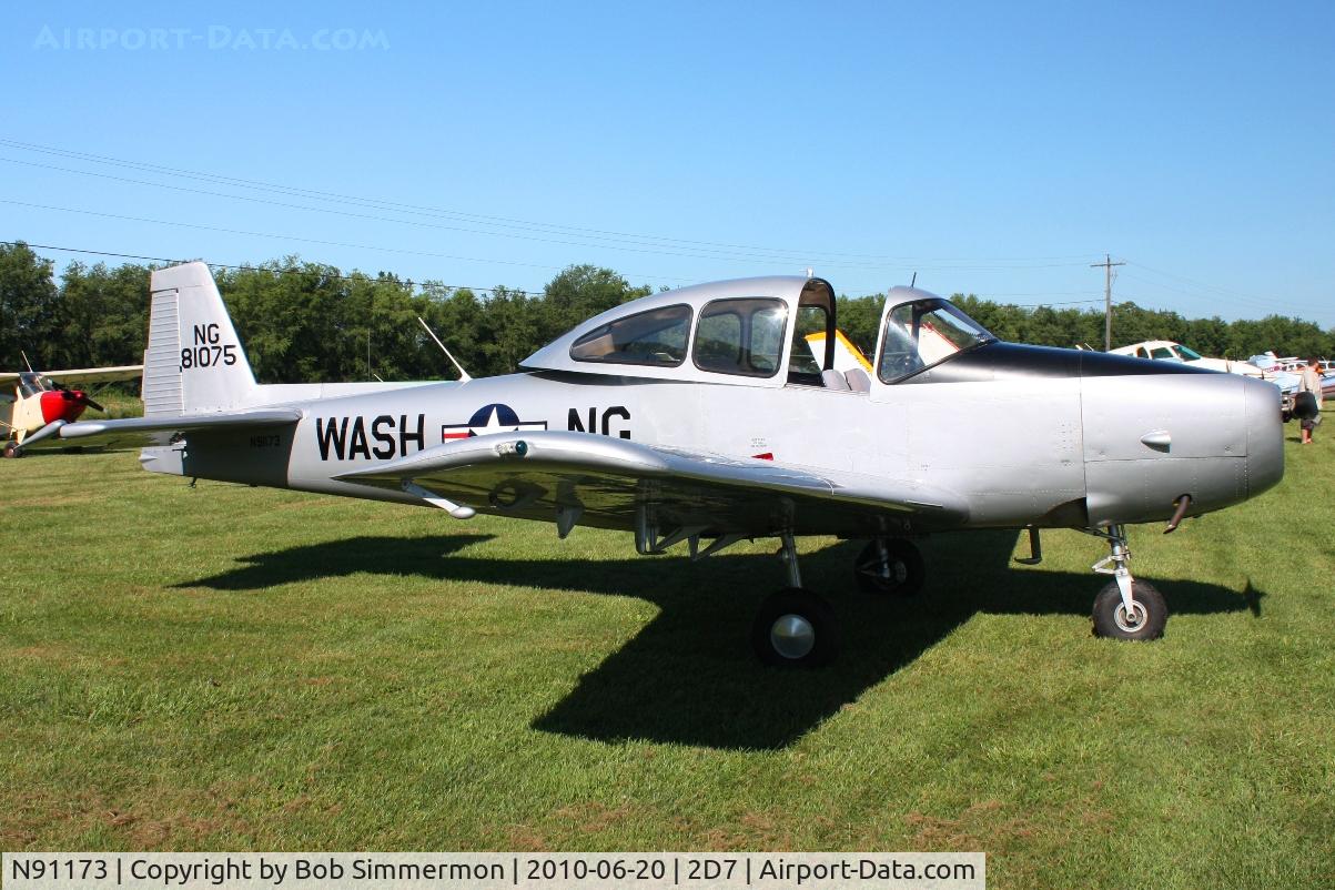 N91173, 1946 North American Navion C/N NAV-4-227, Parked in the grass at Beach City, Ohio during the Father's Day fly-in.