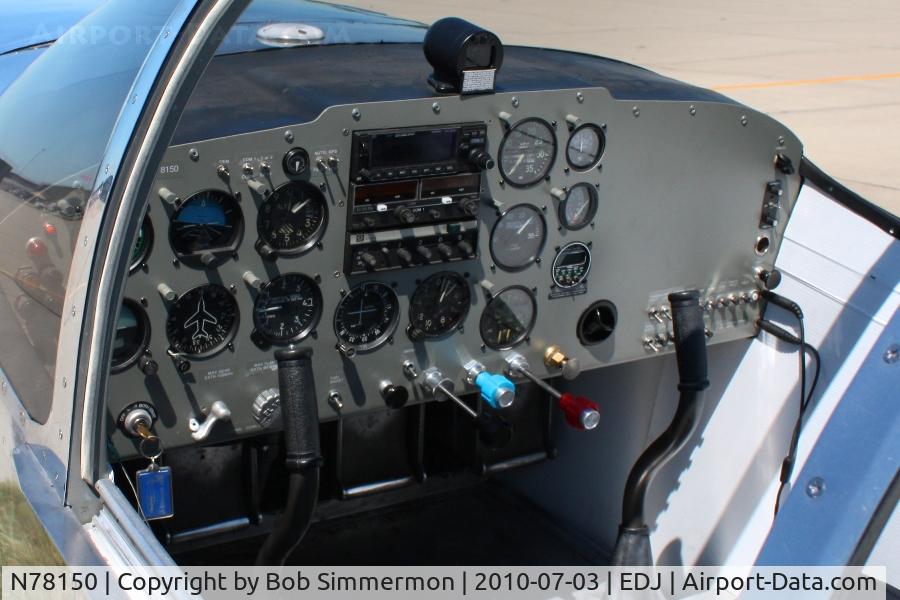 N78150, 1946 Globe GC-1B Swift C/N 2150, Cockpit view at Bellefontaine, Ohio during the 2010 air show.