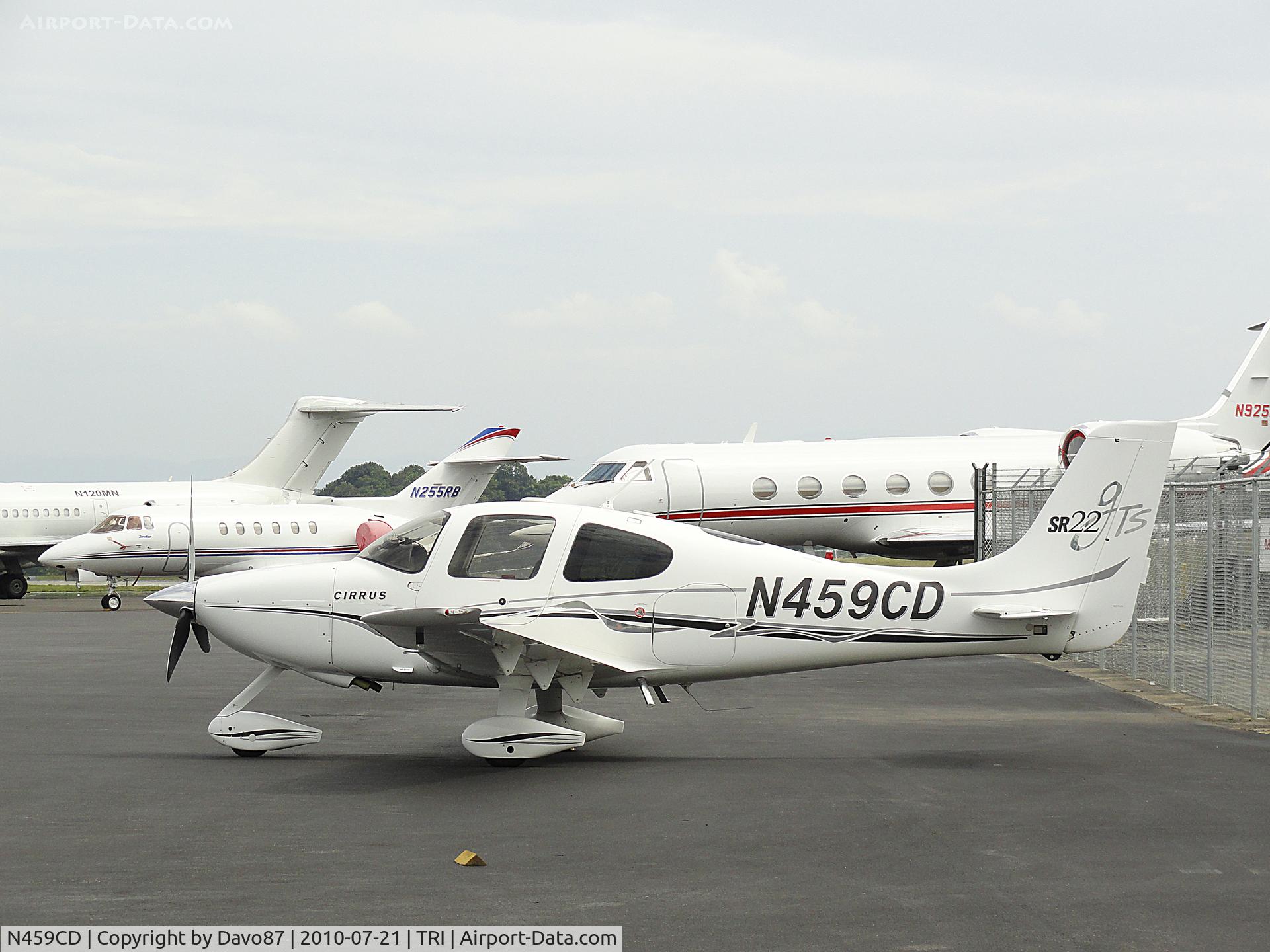 N459CD, 2005 Cirrus SR22 C/N 1535, Saw this SR22 parked at Tri-Cities Airport on July 21, 2010. One person was working around the aircraft. Opening hatches and looking over the plane.
