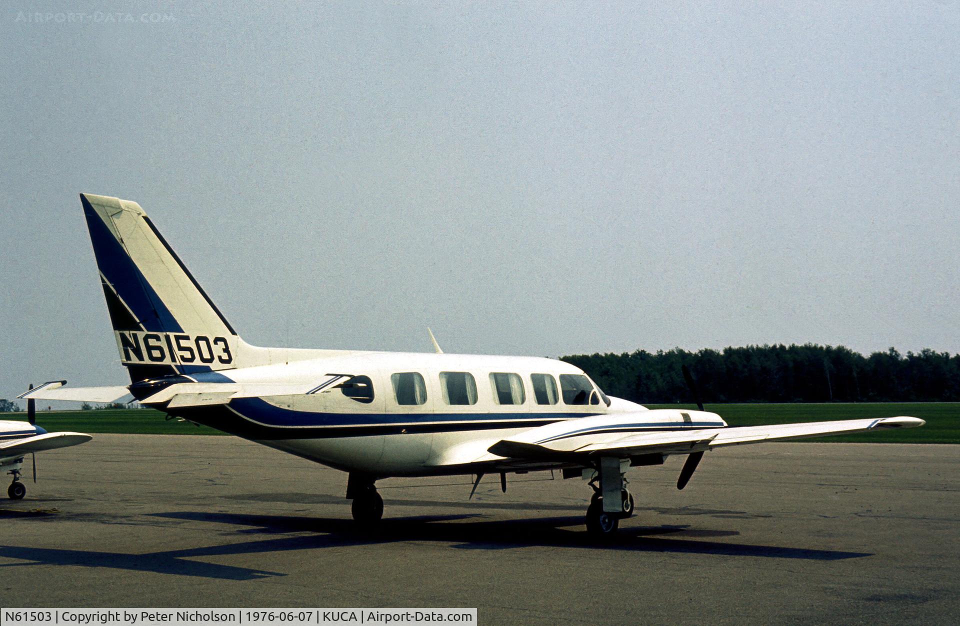 N61503, 1974 Piper PA-31-350 Chieftain C/N 31-7552014, PA-31 Navajo Chieftain 350 of commuter airline Empire Airlines parked at Oneida County in the Summer of 1976.