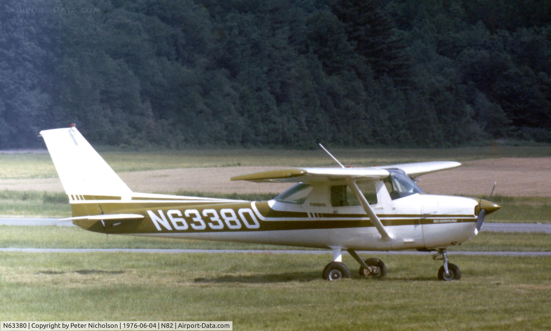 N63380, 1975 Cessna 150M C/N 15077271, Cessna 150M Commuter parked at Wurtsboro in the Summer of 1976.