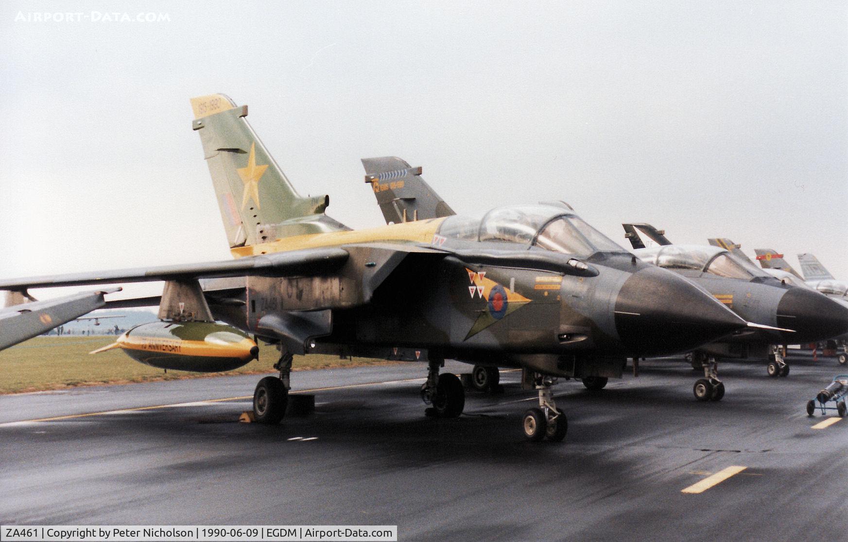 ZA461, 1983 Panavia Tornado GR.1 C/N BS091/269/3127, Tornado GR.1, callsign Rafair 514, of 31 Squadron in 75th anniversary colours on display at the 1990 Boscombe Down Battle of Britain 50th Anniversary Air show.
