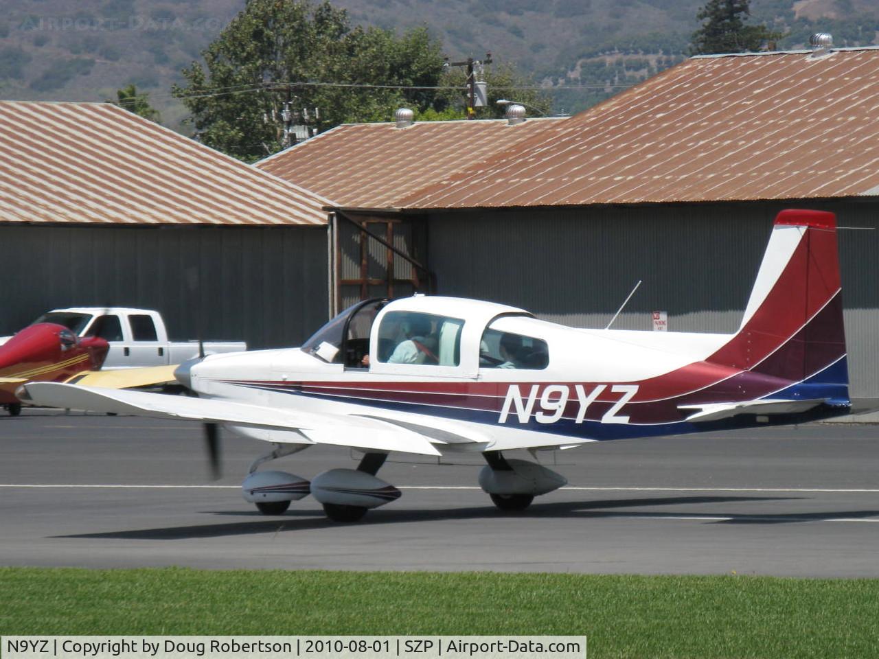 N9YZ, 1975 Grumman American AA-5A Cheetah C/N AA5-0822, 1975 Grumman American AA-5 CHEETAH, Lycoming O-320 150 Hp, landing roll Rwy 22 Young Eagles Flight