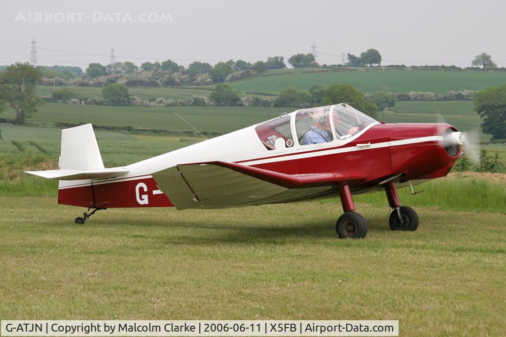 G-ATJN, 1958 Jodel D-119 C/N 863, Built by Dormois and started life in 12/58 as F-PINZ originally as the one-off D125 with the Kaiser 4K 90 hp engine. It was re-engined with a C-90 in 4/63 to become a D119. It was exported to Britain in 8/65.