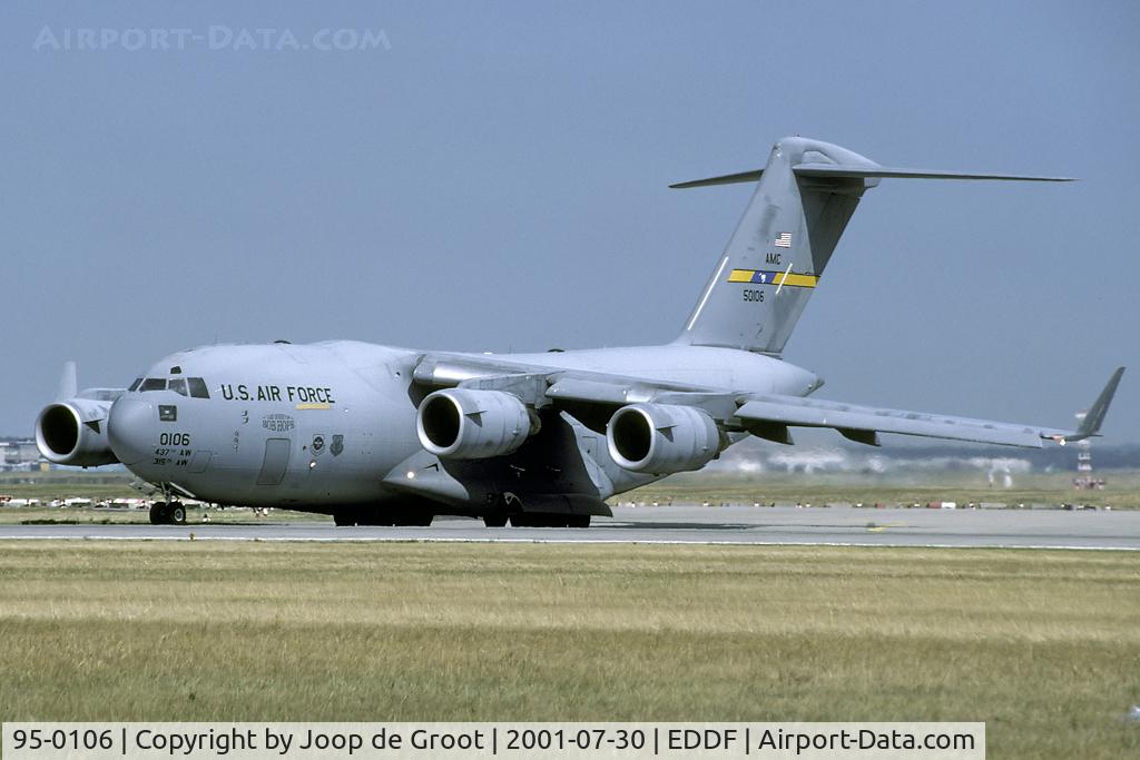 95-0106, 1995 McDonnell Douglas C-17A Globemaster III C/N P-31, 'the Spirit of Bob Hope' ready for departure from Frankfurt.