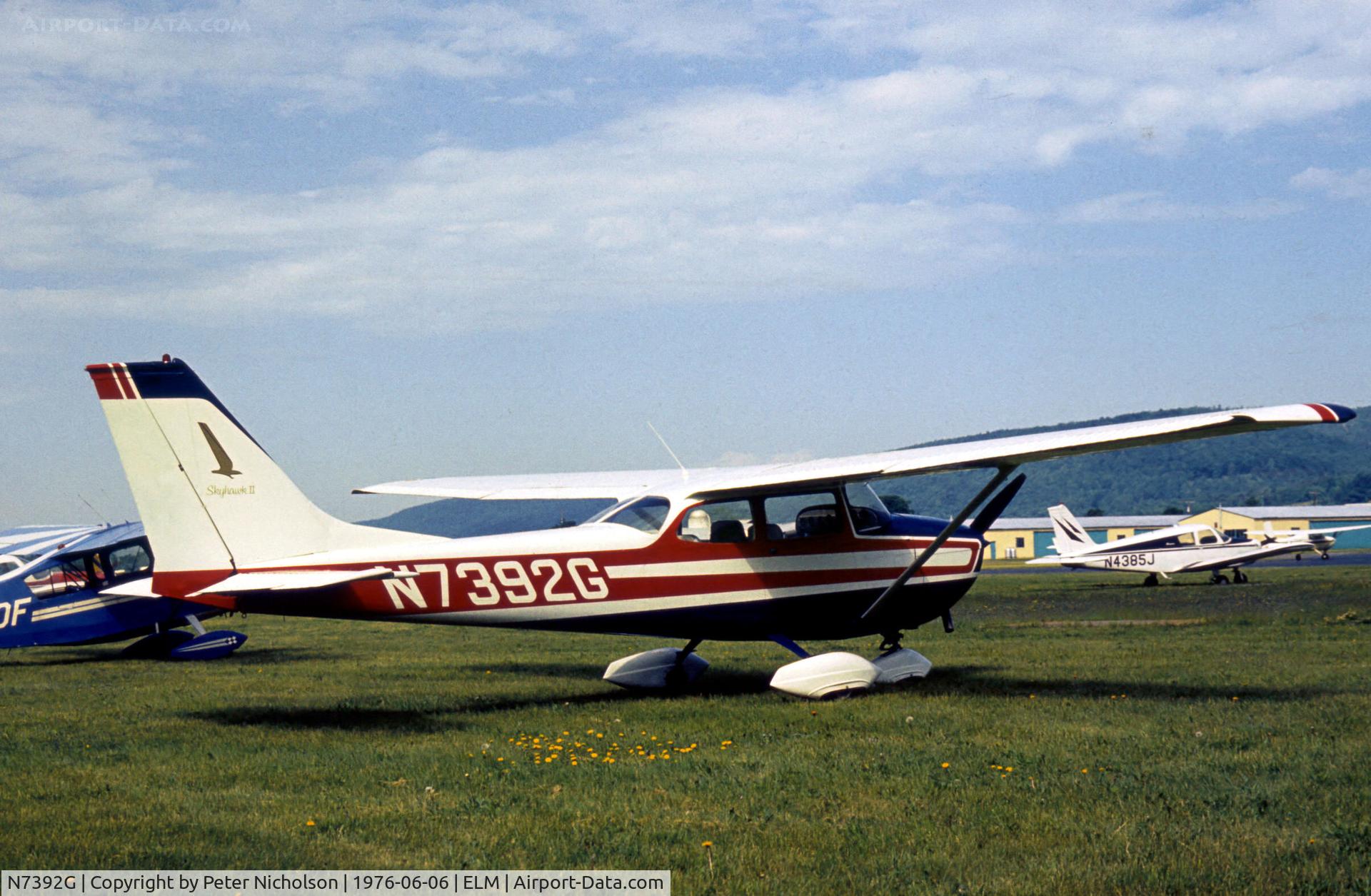 N7392G, Cessna 172K Skyhawk C/N 17259092, Cessna 172K Skyhawk II resident at Chemung County, as the airport was then known, in the Summer of 1976.