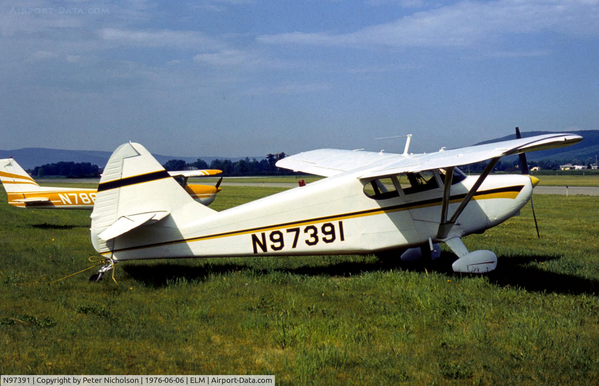N97391, 1946 Stinson 108 Voyager C/N 108-391, Stinson 108 Voyager resident at Chemung County, as the airport was then known, in the Summer of 1976.