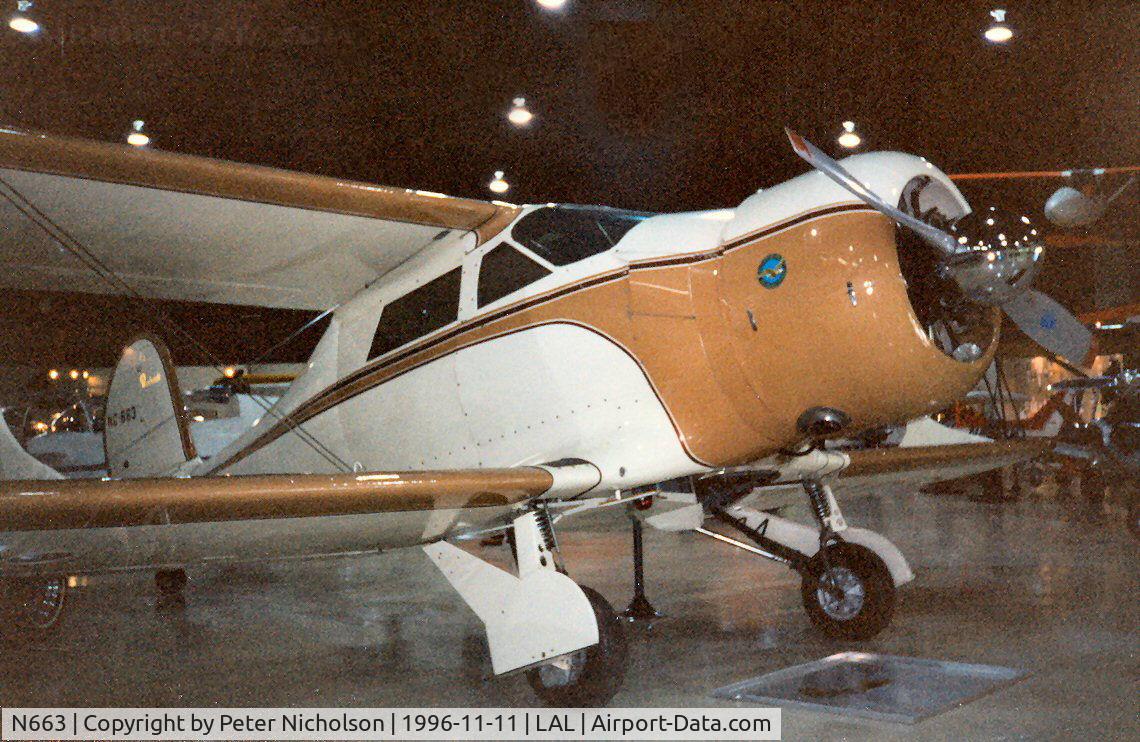 N663, 1943 Beech D17S Staggerwing C/N 4903, Beech D17S Staggerwing as NC663, a former UC-43 Traveller 43-10855 as seen at Lakeland in November 1996.